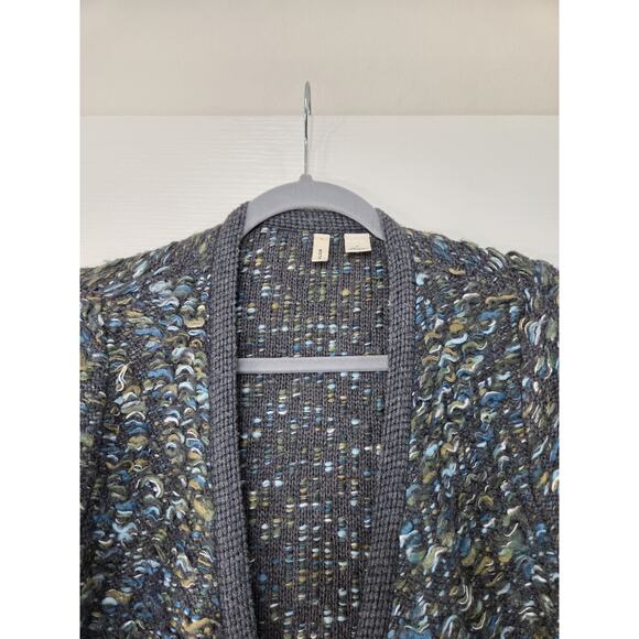 Moth Anthropologie Keavey Wool Mohair Blend Blue Chunky Cardigan Sweater, Small - Picture 3 of 15